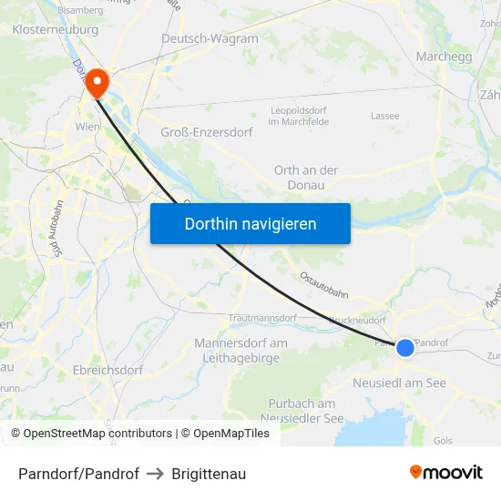 Parndorf/Pandrof to Brigittenau map