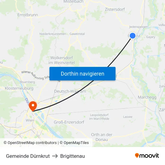 Gemeinde Dürnkrut to Brigittenau map