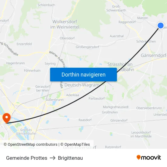 Gemeinde Prottes to Brigittenau map
