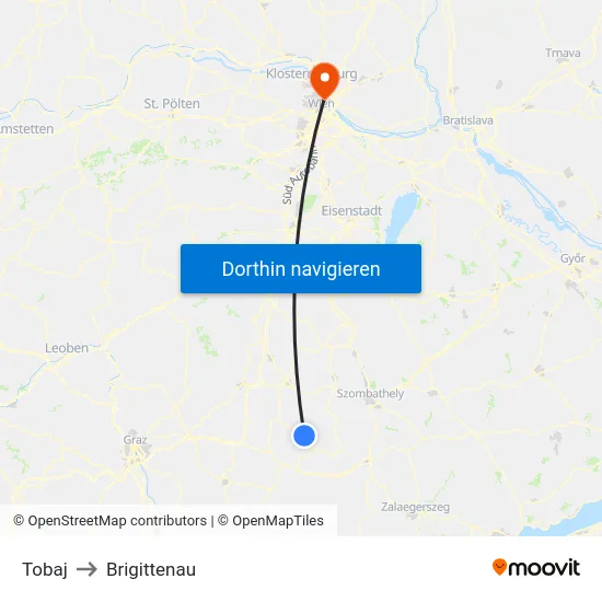 Tobaj to Brigittenau map