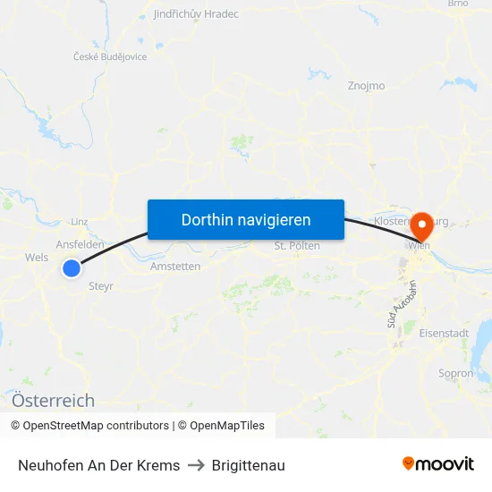 Neuhofen An Der Krems to Brigittenau map