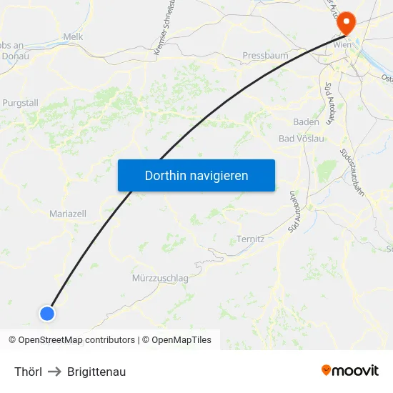 Thörl to Brigittenau map
