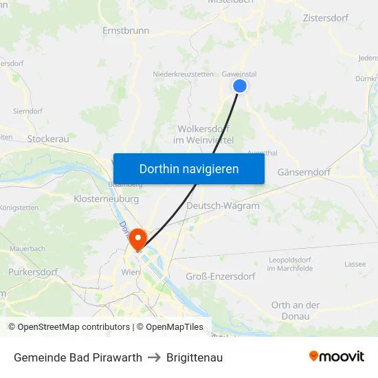 Gemeinde Bad Pirawarth to Brigittenau map