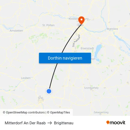 Mitterdorf An Der Raab to Brigittenau map
