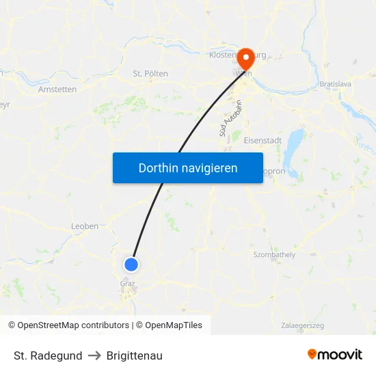 St. Radegund to Brigittenau map