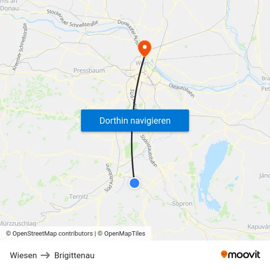 Wiesen to Brigittenau map