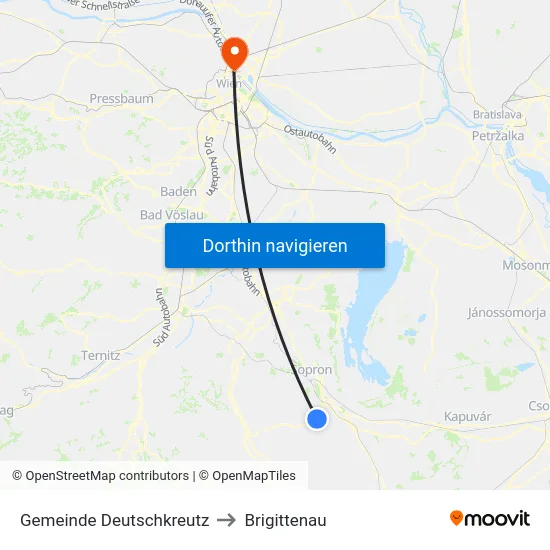 Gemeinde Deutschkreutz to Brigittenau map