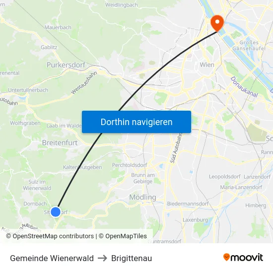 Gemeinde Wienerwald to Brigittenau map
