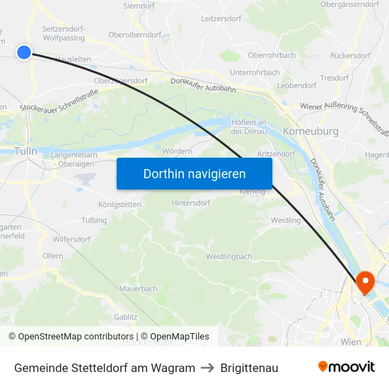 Gemeinde Stetteldorf am Wagram to Brigittenau map