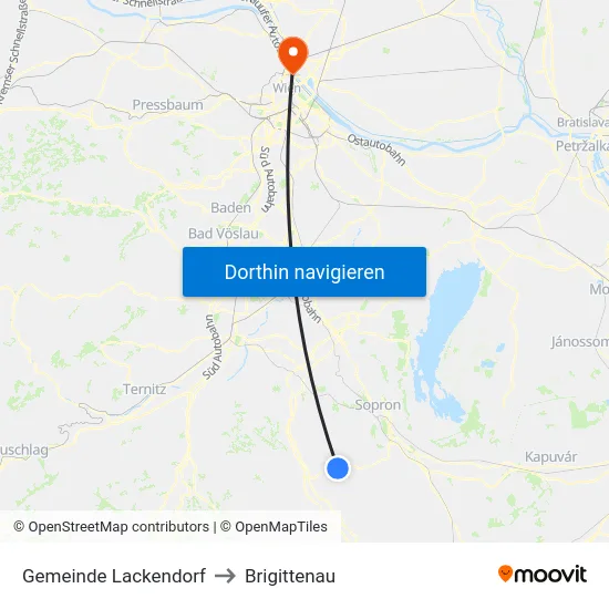 Gemeinde Lackendorf to Brigittenau map