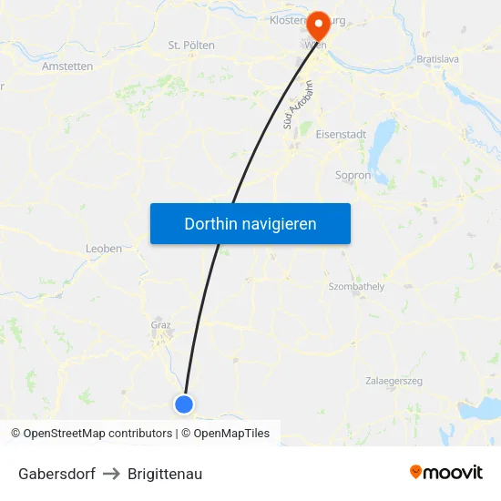 Gabersdorf to Brigittenau map
