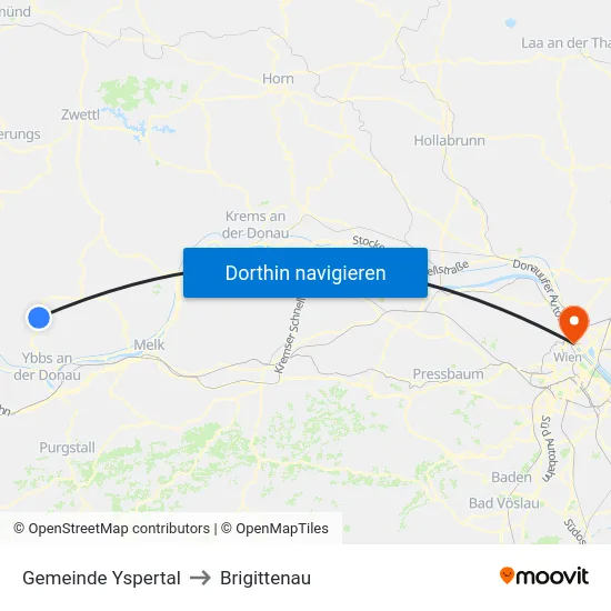 Gemeinde Yspertal to Brigittenau map