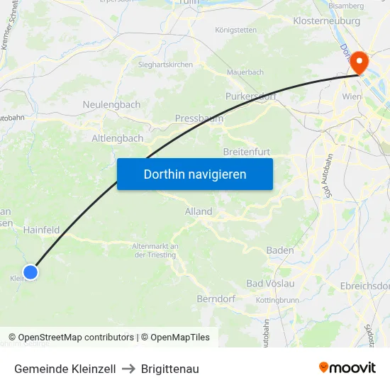 Gemeinde Kleinzell to Brigittenau map