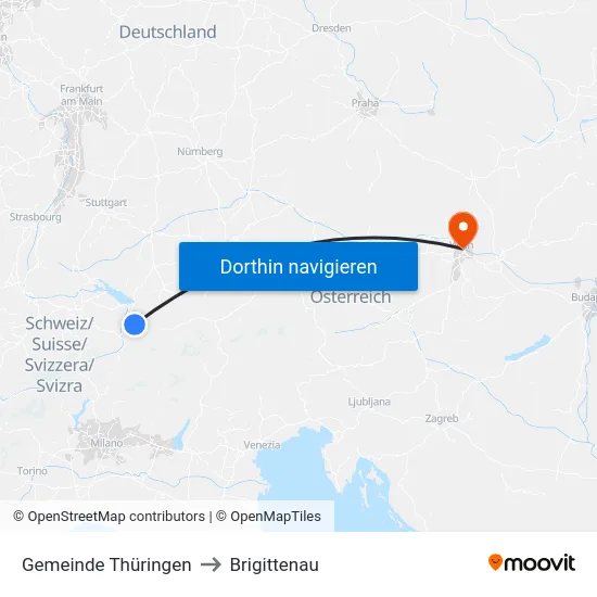 Gemeinde Thüringen to Brigittenau map