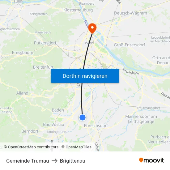 Gemeinde Trumau to Brigittenau map