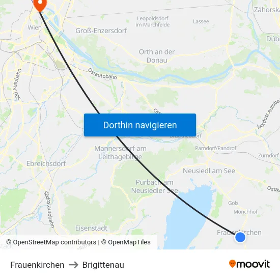 Frauenkirchen to Brigittenau map