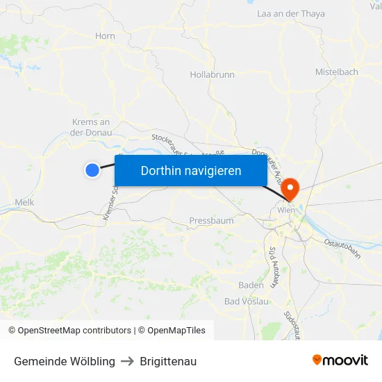 Gemeinde Wölbling to Brigittenau map