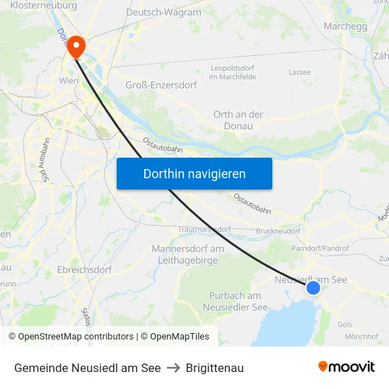 Gemeinde Neusiedl am See to Brigittenau map