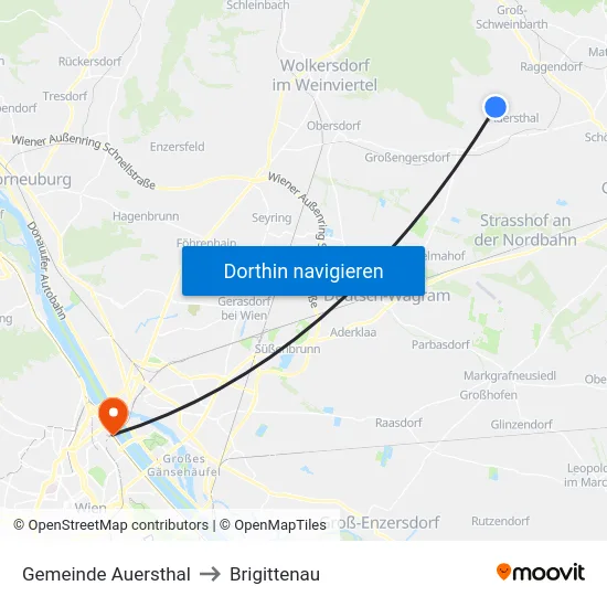 Gemeinde Auersthal to Brigittenau map