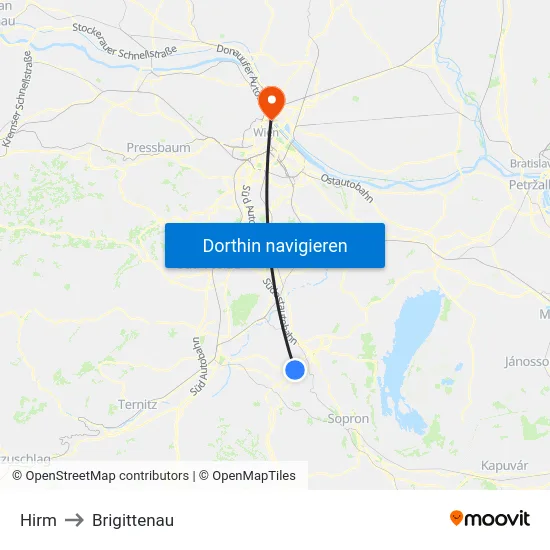 Hirm to Brigittenau map