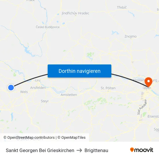 Sankt Georgen Bei Grieskirchen to Brigittenau map