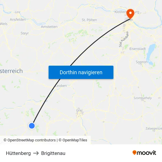 Hüttenberg to Brigittenau map