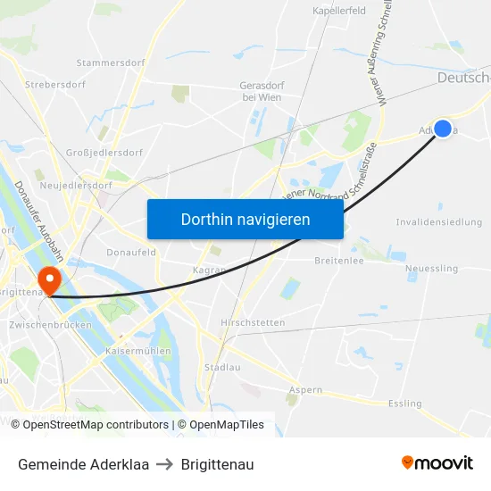 Gemeinde Aderklaa to Brigittenau map