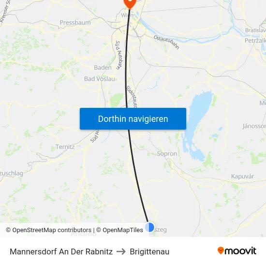 Mannersdorf An Der Rabnitz to Brigittenau map