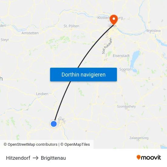 Hitzendorf to Brigittenau map