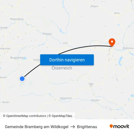 Gemeinde Bramberg am Wildkogel to Brigittenau map