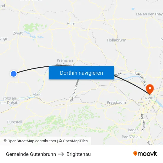 Gemeinde Gutenbrunn to Brigittenau map