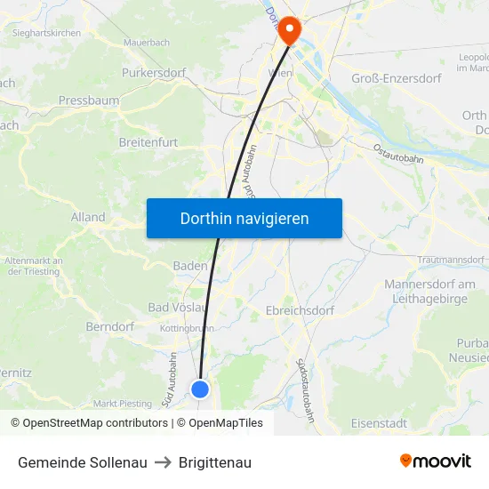 Gemeinde Sollenau to Brigittenau map