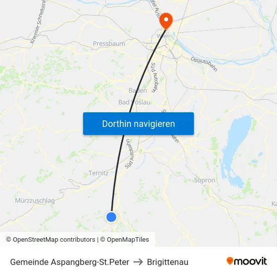 Gemeinde Aspangberg-St.Peter to Brigittenau map
