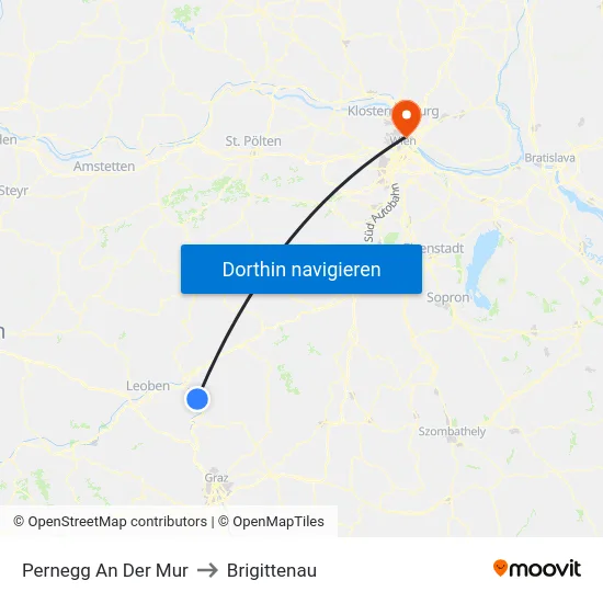 Pernegg An Der Mur to Brigittenau map