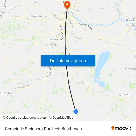 Gemeinde Steinberg-Dörfl to Brigittenau map
