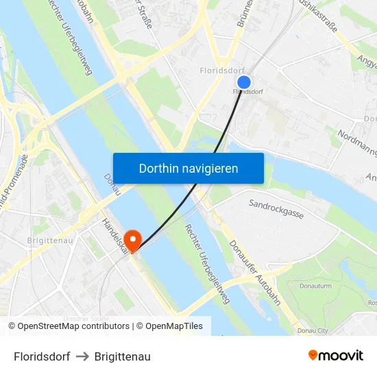 Floridsdorf to Brigittenau map