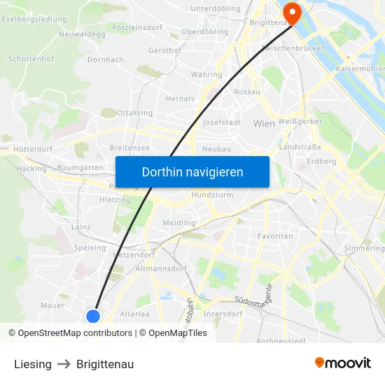 Liesing to Brigittenau map