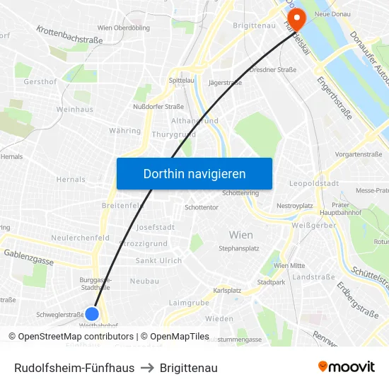 Rudolfsheim-Fünfhaus to Brigittenau map