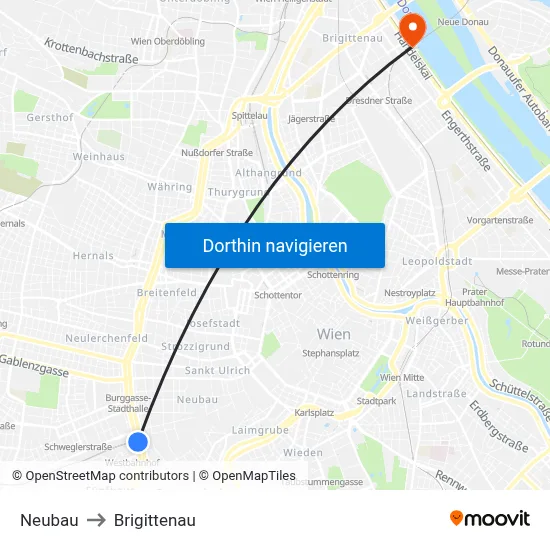 Neubau to Brigittenau map