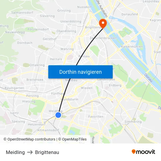 Meidling to Brigittenau map