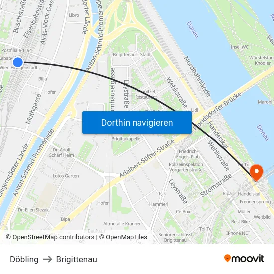 Döbling to Brigittenau map