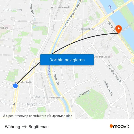 Währing to Brigittenau map