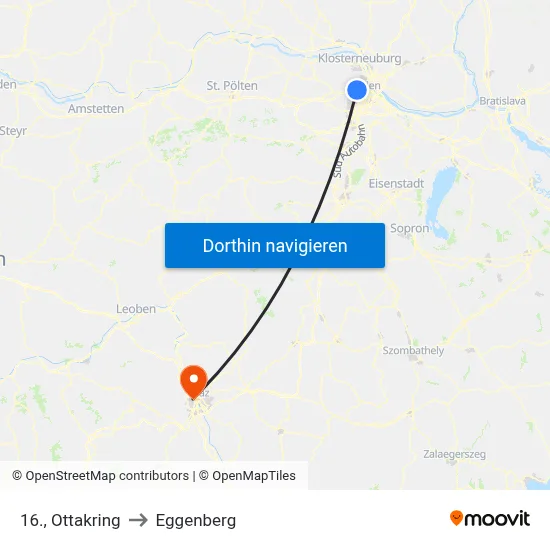 16., Ottakring to Eggenberg map
