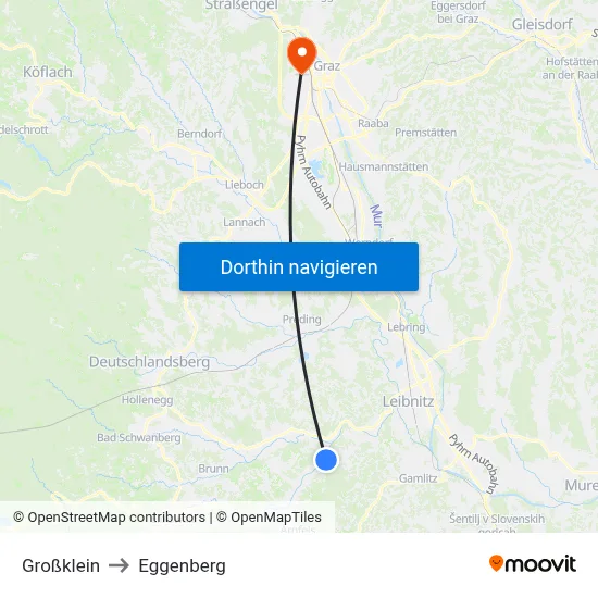 Großklein to Eggenberg map