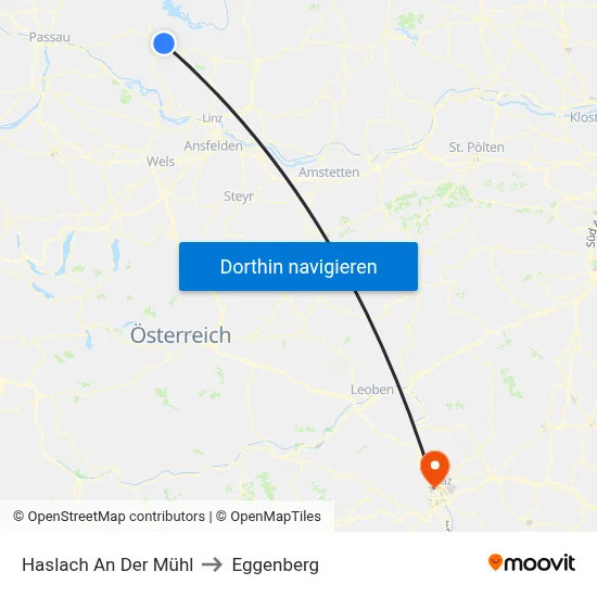Haslach An Der Mühl to Eggenberg map