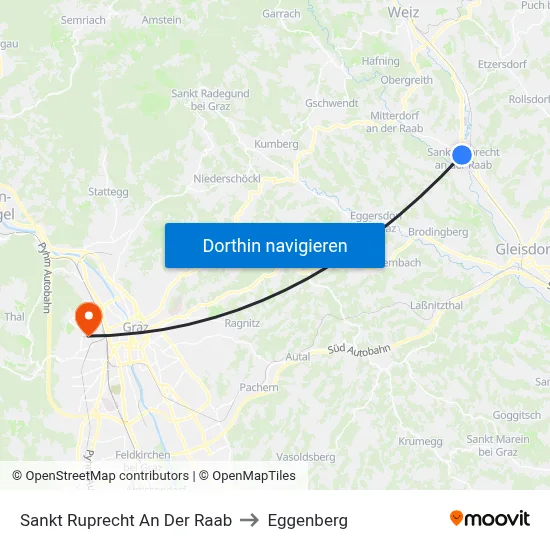 Sankt Ruprecht An Der Raab to Eggenberg map