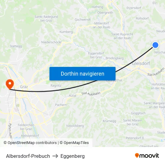 Albersdorf-Prebuch to Eggenberg map