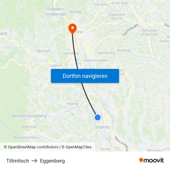 Tillmitsch to Eggenberg map