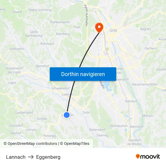 Lannach to Eggenberg map