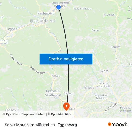 Sankt Marein Im Mürztal to Eggenberg map